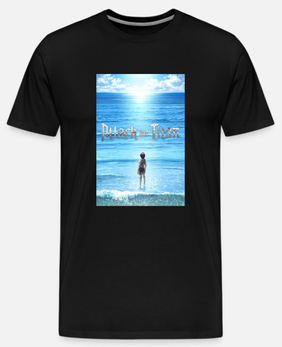 Attack on Titan Seascape Mens Black T-Shirt