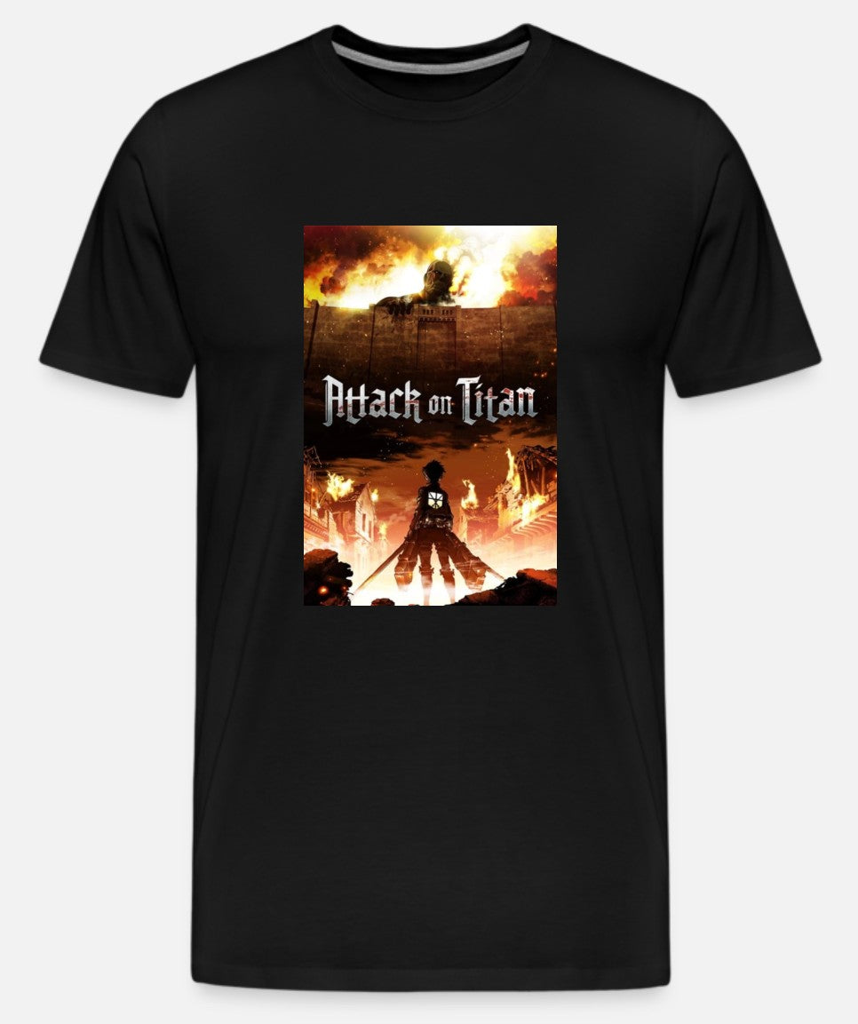 Attack on Titan Fire Mens Black T-Shirt