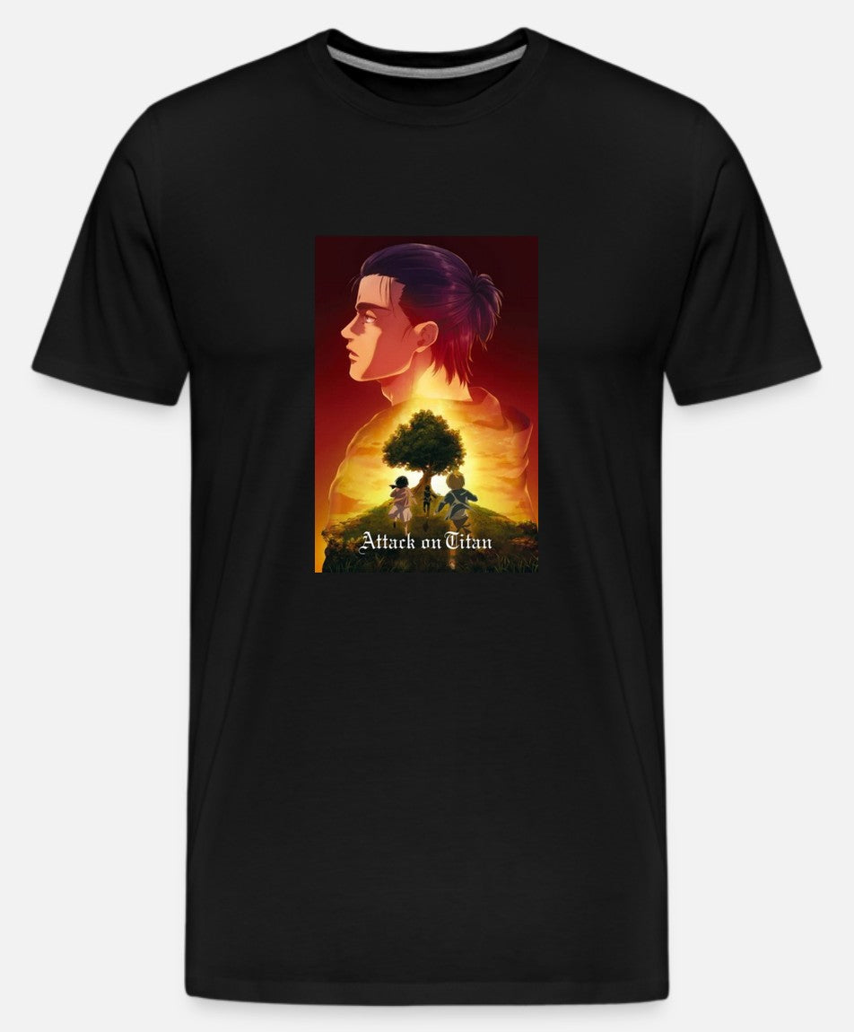 Attack on Titan Eren Mens Black T-Shirt