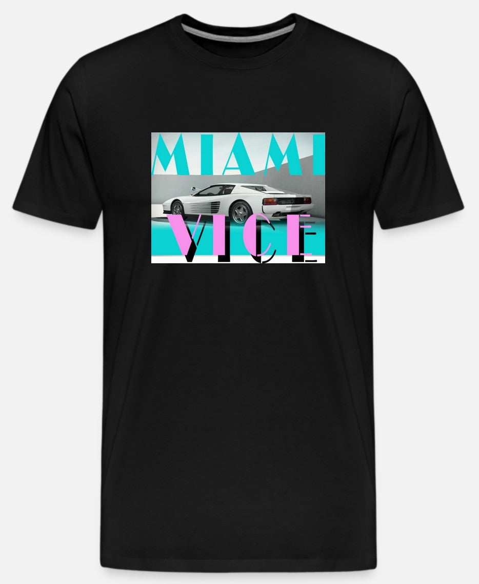 Miami Vice Testarrosa Mens Black T-Shirt