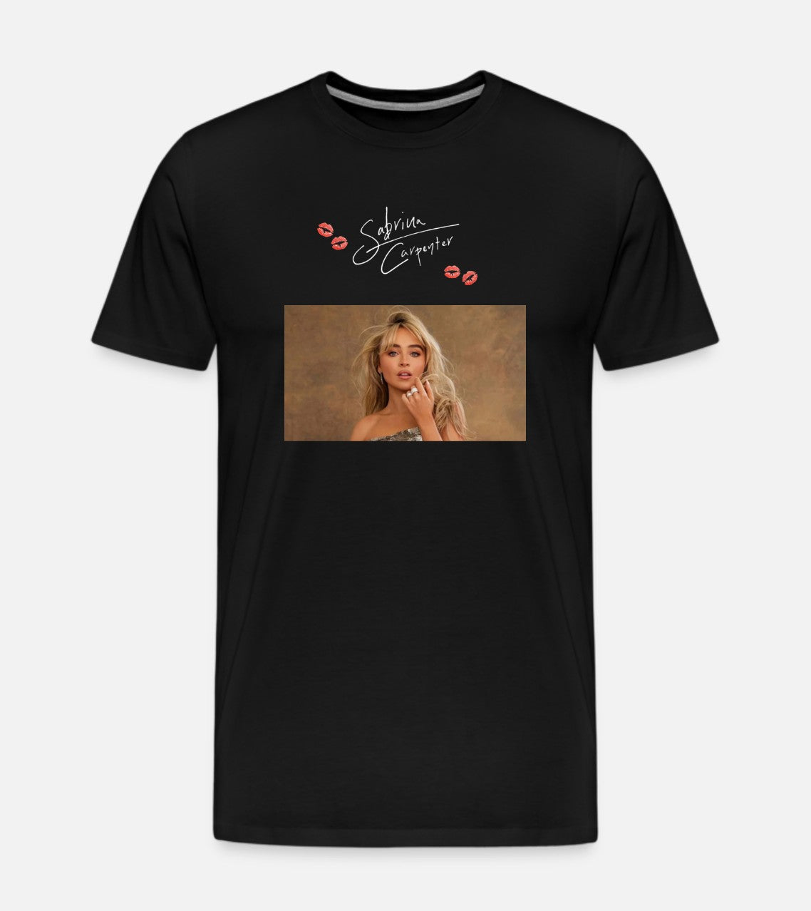 Sabrina Carpenter Signature with Kisses Black T-Shirt
